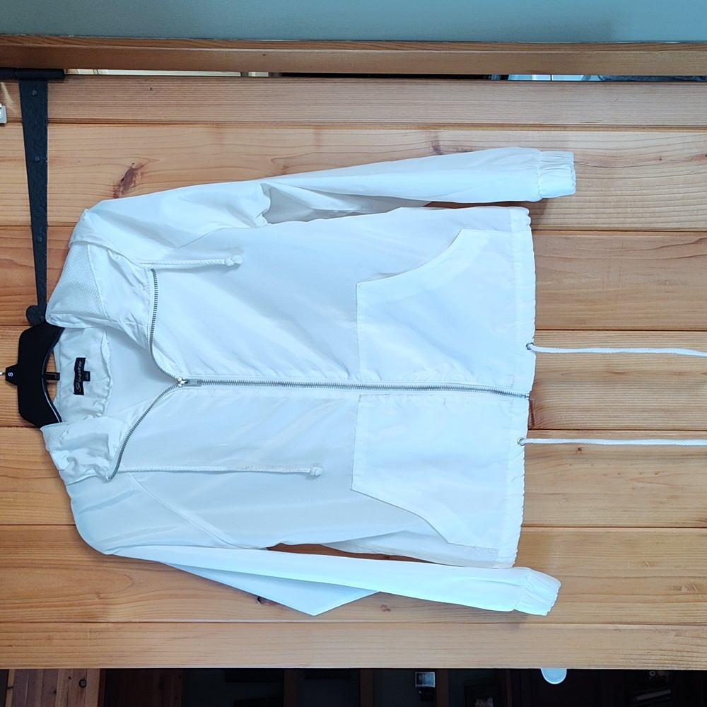 Shinestar, Women's, White windbreaker, size small with hood and front pockets